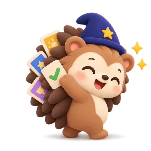 Brix with mastered cards on his quills